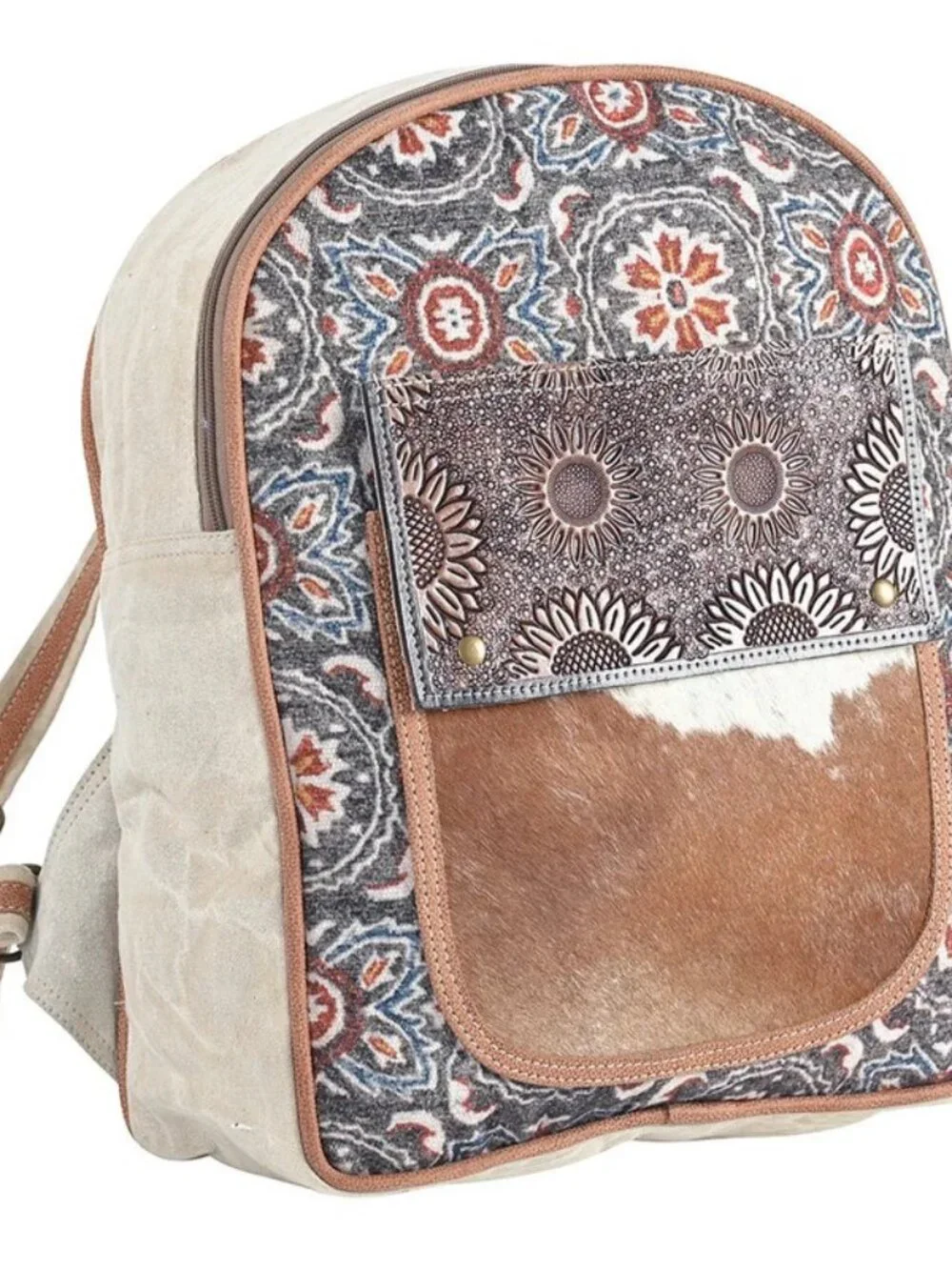 Boho Patchwork Tan & Brown Women's Backpack